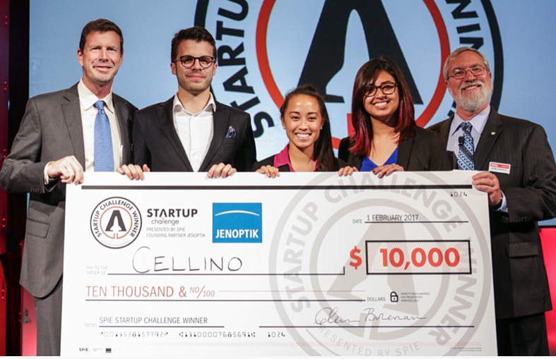 2017 SPIE Startup Challenge Winners Cellino accepting 1st place prize of $10,000.