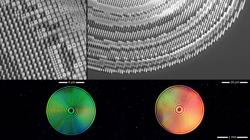 Broadband meta-lenses (above) and elements of an ML imaging system (below). Broadband meta-lenses (above) and elements of an ML imaging system (below).