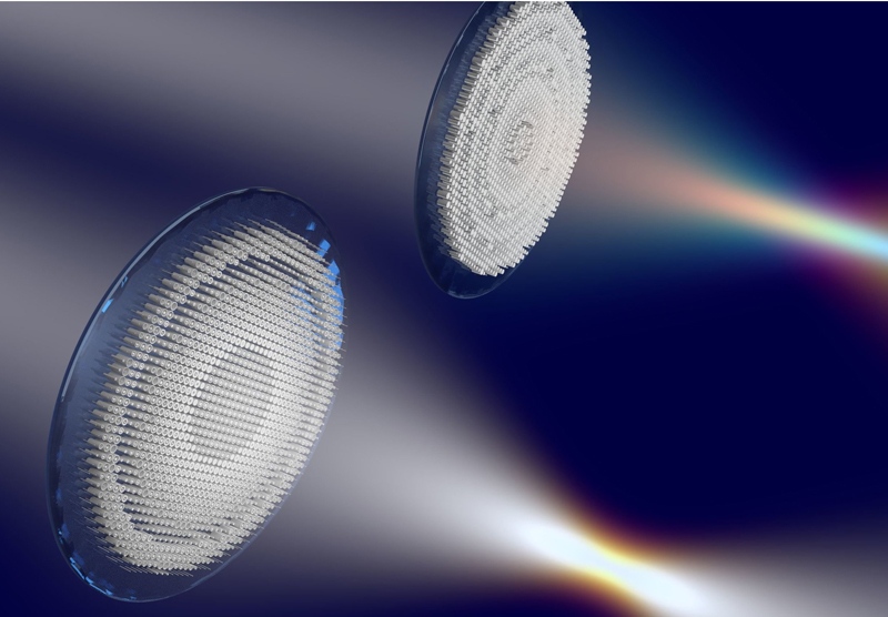Two types of flat lenses: color-corrected (front); non color-corrected (back).