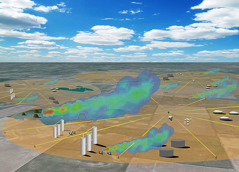 How trace gases are detected by the mobile dual-frequency comb laser spectrometer. How trace gases are detected by the mobile dual-frequency comb laser spectrometer.