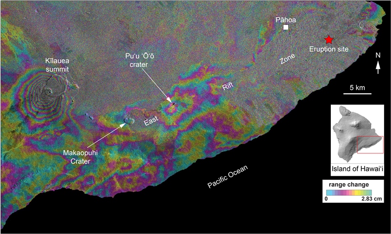 Radar interferometry over Kilauea volcano