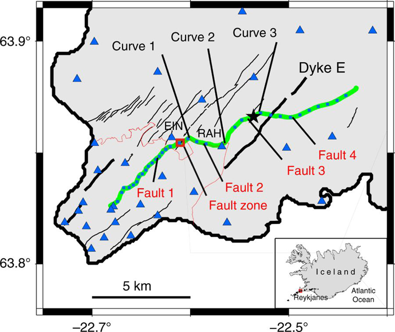 Location of the fibre-optic cable in Reykjanes, Iceland. Click for more info.
