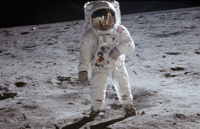 Man in the Moon: Neil Armstrong’s classic photograph of Buzz Aldrin.