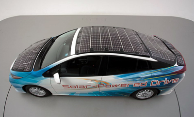 Road testing: Prototype electric car fitted with solar panels and batteries.