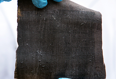 Detail of the next-gen smart fabric showing the integrated graphene components.