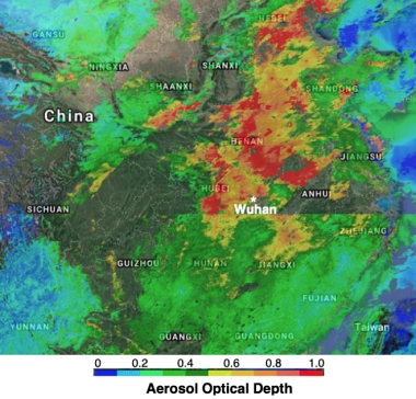Aerosol optical depth data over China
