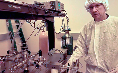 UA’s Tom Milster working on the Covid-19 detection system.