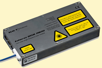 Koheras low-noise, single-frequency fiber laser module.