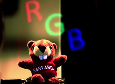 AR imaging result using the full-color near-eye fiber scanning display.