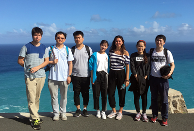 Aloha! Prof. Yi Zuo, second left, with students at University of Hawaii at Manoa.