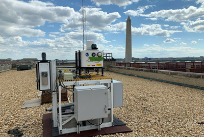 The newly-installed Doppler lidar instrument in Washington.