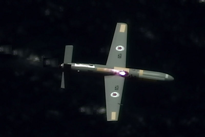 UAS with a high power laser contact spot seconds before interception.