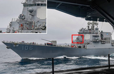 USS Stockdale guided missile destroyer armed with an ODIN laser weapon.