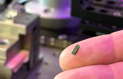 Close-up of the chip-scale isolator.