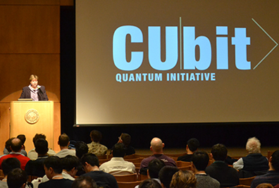 Vice Chancellor Terri Fiez announces the launch of CUbit Quantum Initiative.