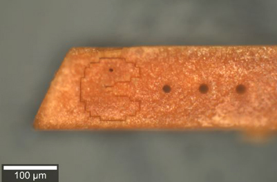 “Pac-Man” carving by laser cutting.