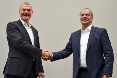 Markus Gräf of Cellforce and Trumpf’s Christian Schmitz.