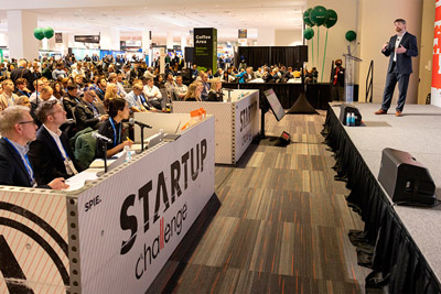 On stage: 2025 SPIE Startup Challenge winner Trey Daunis of Max-IR Labs.