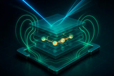 Artistic impression of a 2D crystal inside a chip. Click for info.