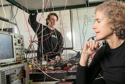 Prof. Bergman with Michael Cullen, graduate student, in the Lightwave Research Lab.