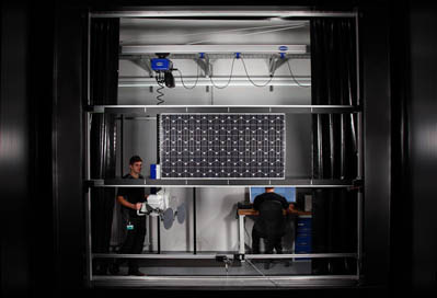 Testing of PV modules at CalLab, Fraunhofer ISE.