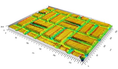 3D surface profile of an optically stamped microstructure.