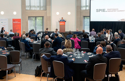 Rep. Joe Morelle addresses the 2025 SPIE Industry Summit.