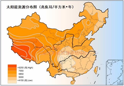 China sunshine map