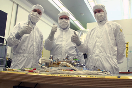 Christian Killow (Uni of Glasgow), Klaus Heim (Astrium), and Michael Perreur-Lloyd (Uni of Glasgow).
