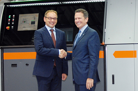 Excited: Concept Laser's John Murray (left) with Frank Herzog.