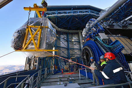 MUSE instrument during installation at ESO’s Paranal Observatory, Chile.