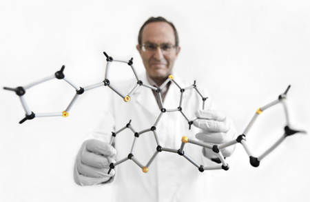 Model of the polymer held by Prof. Włodzimierz Kutner of Polish Academy of Sciences.