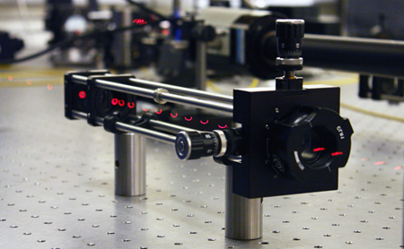 Conversion of OAM (ring-shaped laser modes) into tilted plane-waves (line of light).