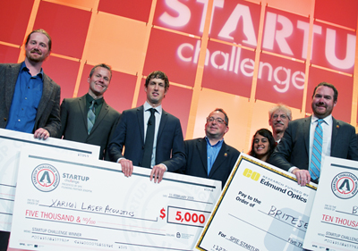 Winner's parade: Briteseed's Jonathan Gunn (R) with other finalists and judges.