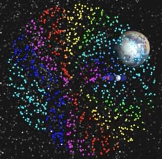 Granular imager: floating particles form a single mirror