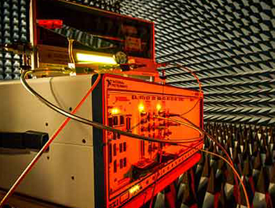 Leo Laughlin's novel full-duplex transceiver in the anechoic chamber.