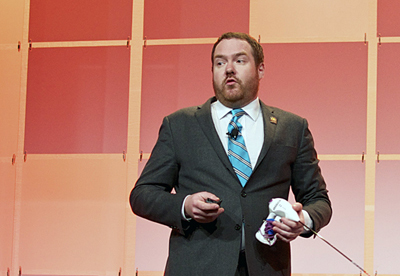 Briteseed's Jonathan Gunn with his prototype SafeSnips optical tissue detector.