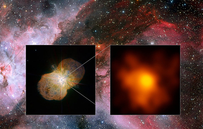 Super stars: the Carina Nebula (left side), home of the Eta Carinae star system. 