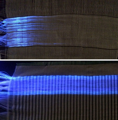 Nights in bright satin: a satin weave (below) out-shines a linen format (above).