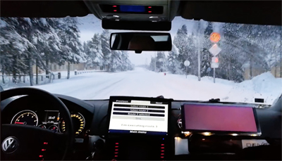 Icely does it: Martti safely motors along the E8 test route.