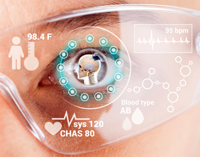 Simultaneous view of both patient and vital data.