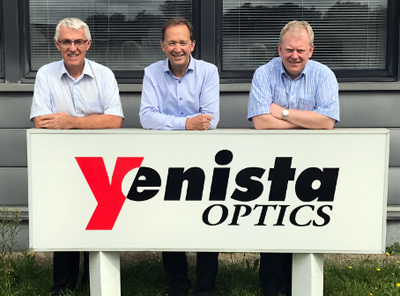 Exfo's Germain Lamond (c) with Yenista's Alain Poudoulec and Michiel Van Der Keur.