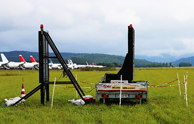 Screens showing the deterrent image were placed back to back at the airport. 