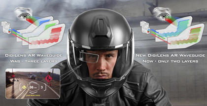 DigiLens' MonoHUD waveguide eyeglass display for AR applications.