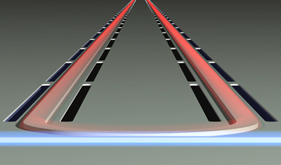 Principle of operation of the silicon Brillouin laser in operation. Click for more information.